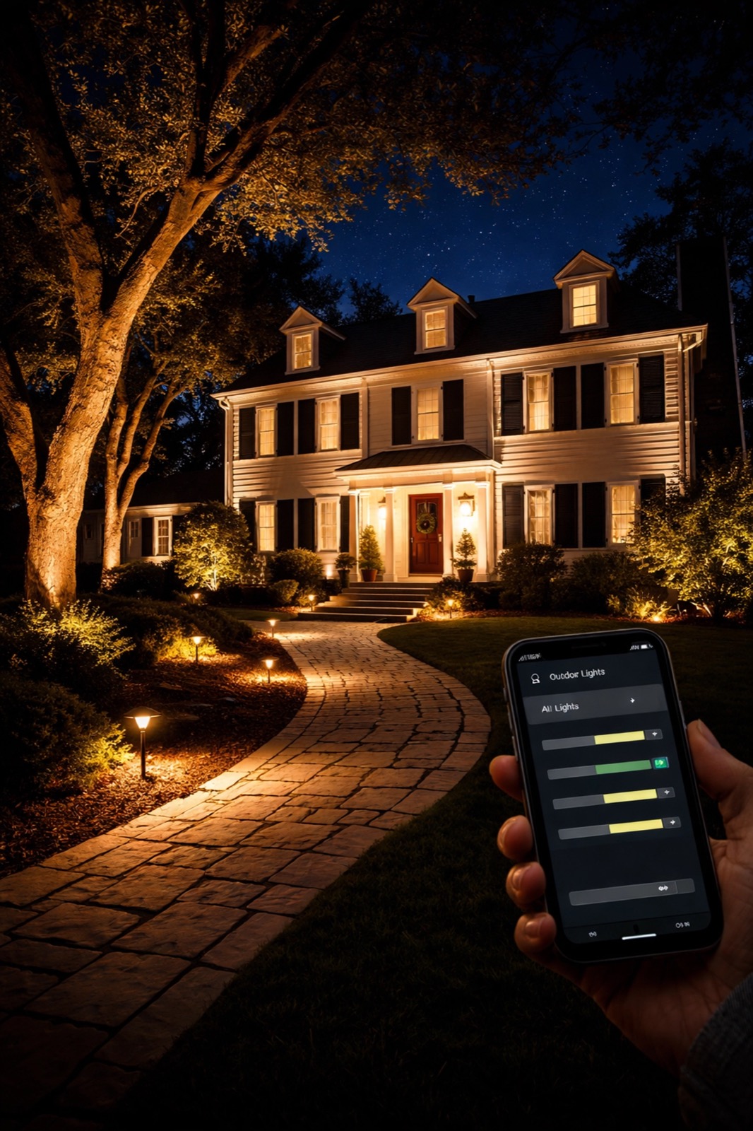 Chevy Chase colonial home with smart lighting