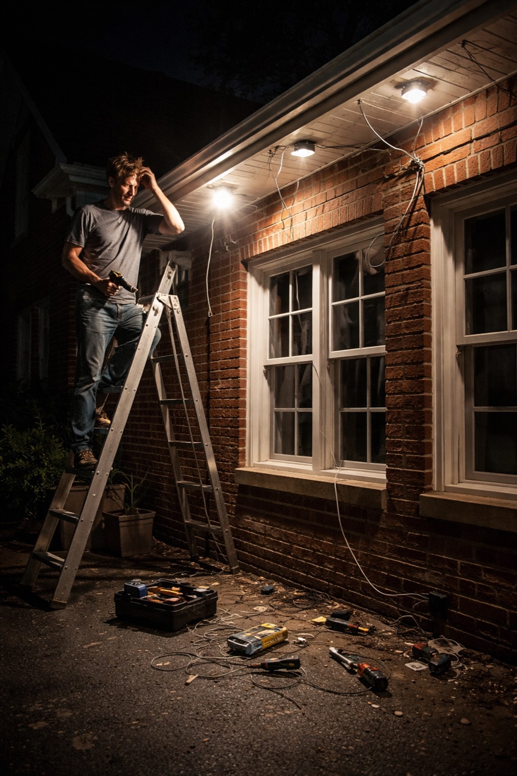 Professional soffit lighting installation result